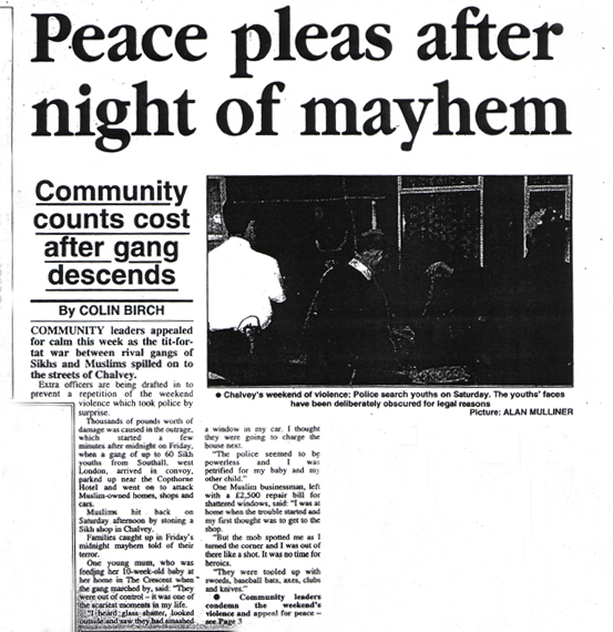 Headline: Peace pleas after night of mayhem