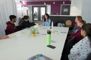 Students meet Lottie Barr from Buttons & Bubbles.